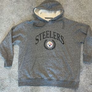 Gray Pittsburgh Steelers fleece Sherpa soft polyester Hooded Hoodie Sweatshirt